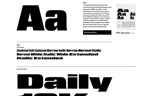 Aro specimen from General Type Studio