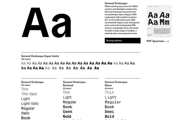 General Grotesque specimen from General Type Studio