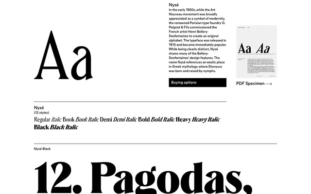 Nysé specimen from General Type Studio