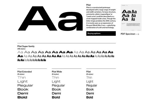Pilat specimen from General Type Studio