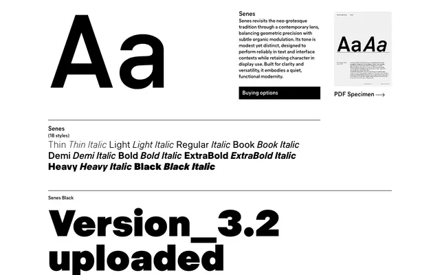 Senes specimen from General Type Studio