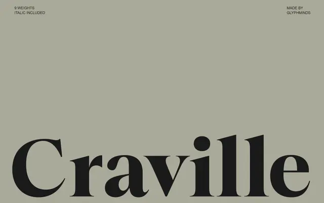 Craville specimen from Glyphminds Studios