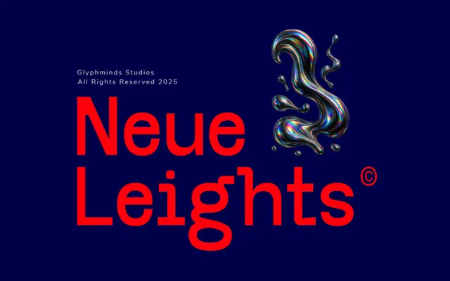Neue Leights specimen from Glyphminds Studios