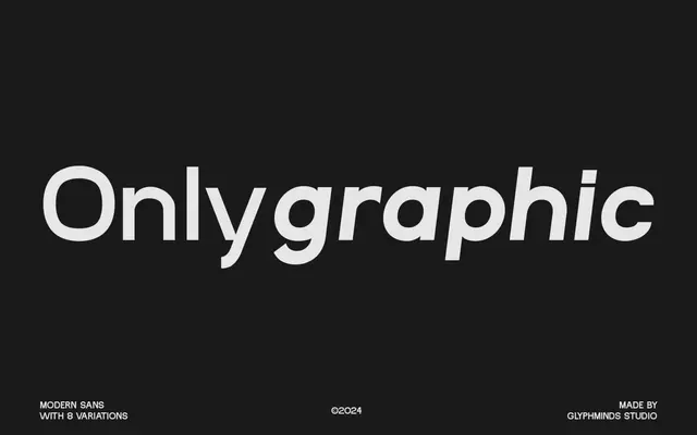 Onlygraphic specimen from Glyphminds Studios