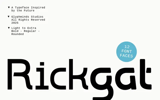 Rickgat specimen from Glyphminds Studios
