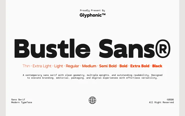 GC Bustle Sans specimen from Glyphonic