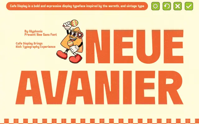 GC Neue Avenier specimen from Glyphonic