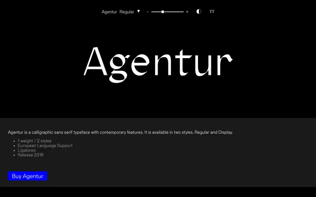 Agentur specimen from Good Type Foundry