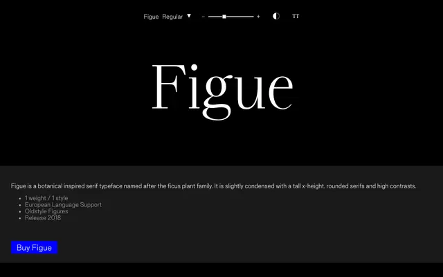 Figue specimen from Good Type Foundry