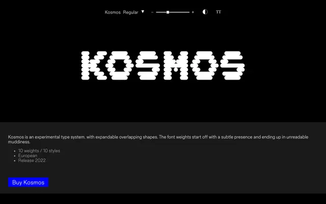 Kosmos specimen from Good Type Foundry