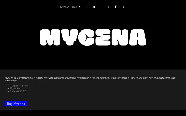 Mycena specimen from Good Type Foundry