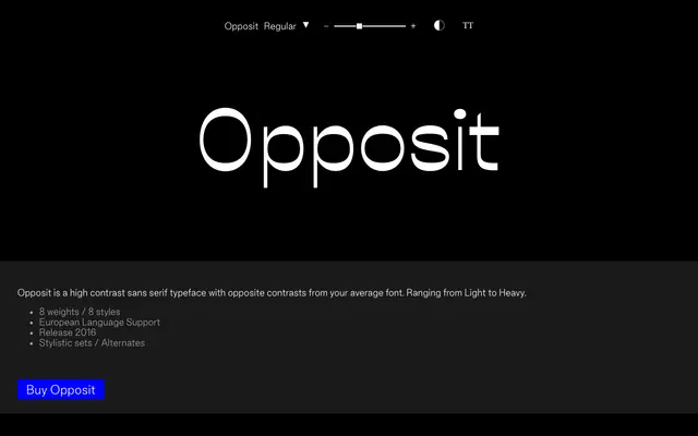 Opposit specimen from Good Type Foundry