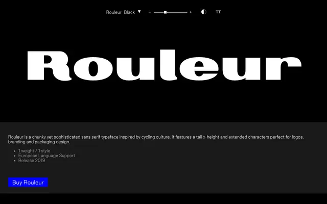 Rouleur specimen from Good Type Foundry