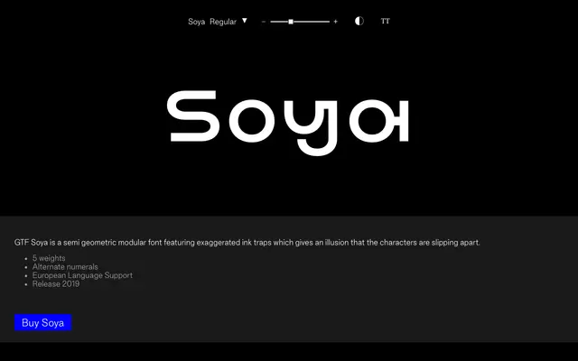 Soya specimen from Good Type Foundry