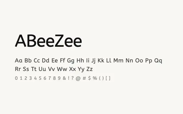 ABeeZee specimen from Google Fonts