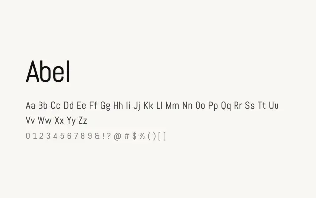 Abel specimen from Google Fonts
