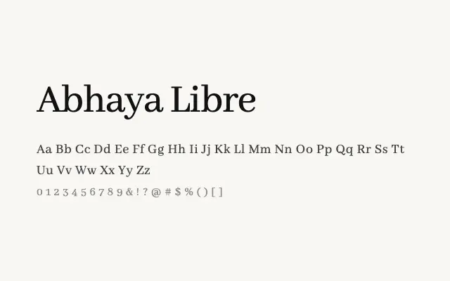 Abhaya Libre specimen from Google Fonts
