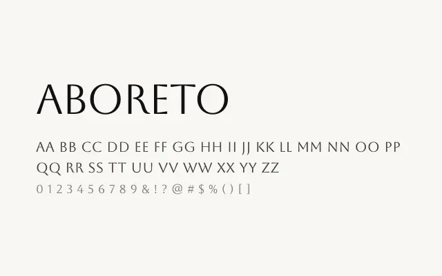 Aboreto specimen from Google Fonts