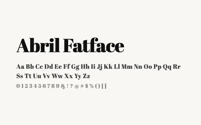 Abril Fatface specimen from Google Fonts