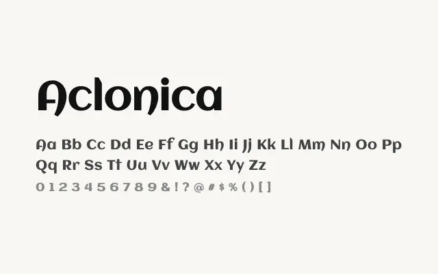 Aclonica specimen from Google Fonts