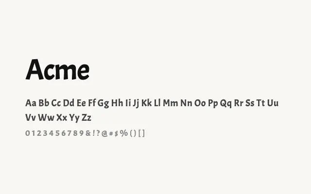 Acme specimen from Google Fonts