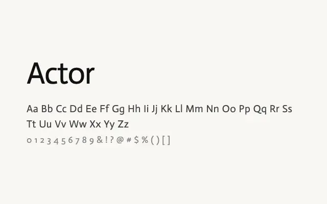 Actor specimen from Google Fonts