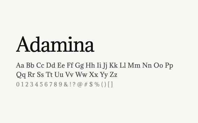 Adamina specimen from Google Fonts