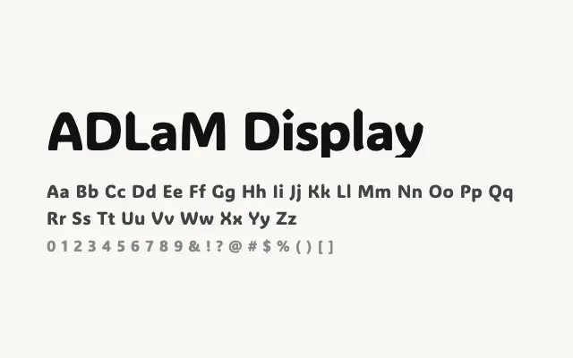ADLaM Display specimen from Google Fonts