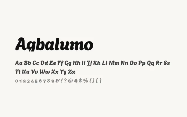 Agbalumo specimen from Google Fonts