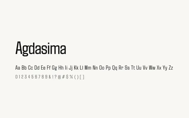 Agdasima specimen from Google Fonts