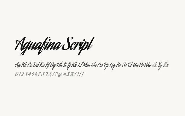 Aguafina Script specimen from Google Fonts
