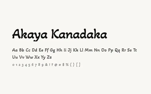 Akaya Kanadaka specimen from Google Fonts