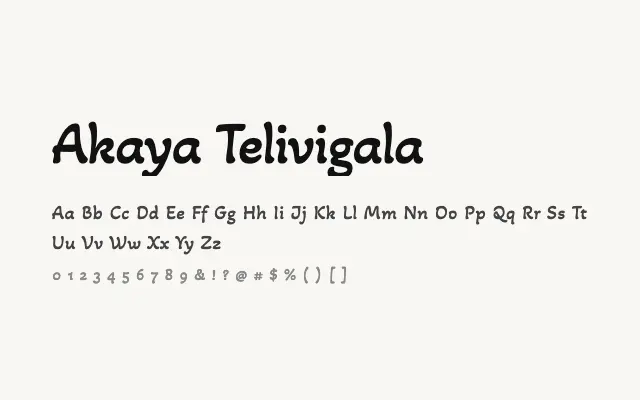 Akaya Telivigala specimen from Google Fonts