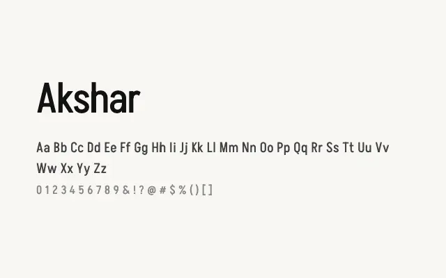 Akshar specimen from Google Fonts