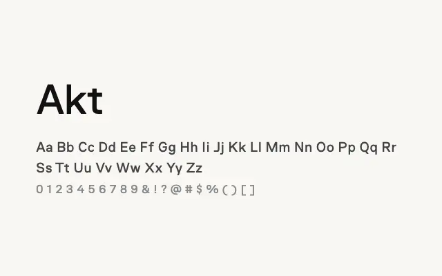 Akt specimen from Google Fonts