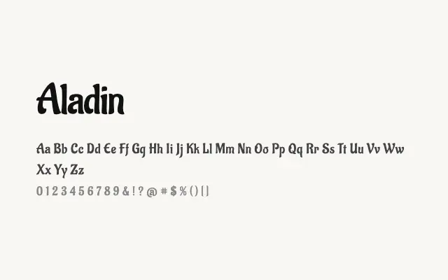 Aladin specimen from Google Fonts