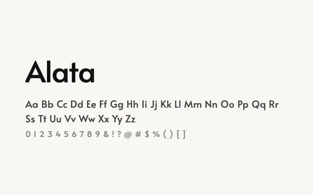 Alata specimen from Google Fonts