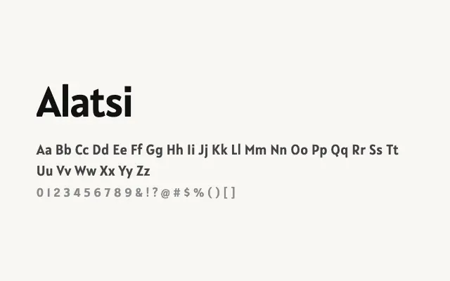 Alatsi specimen from Google Fonts
