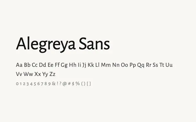 Alegreya Sans specimen from Google Fonts