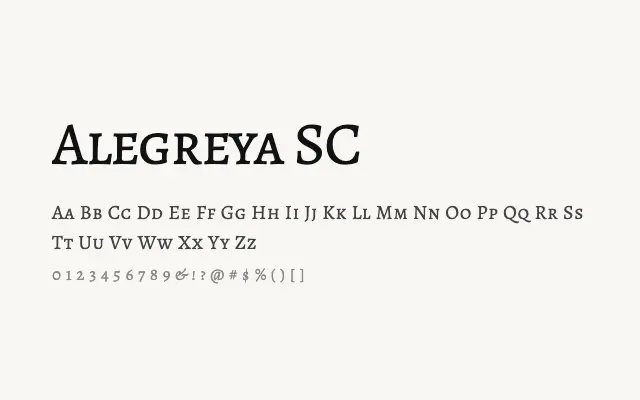 Alegreya SC specimen from Google Fonts