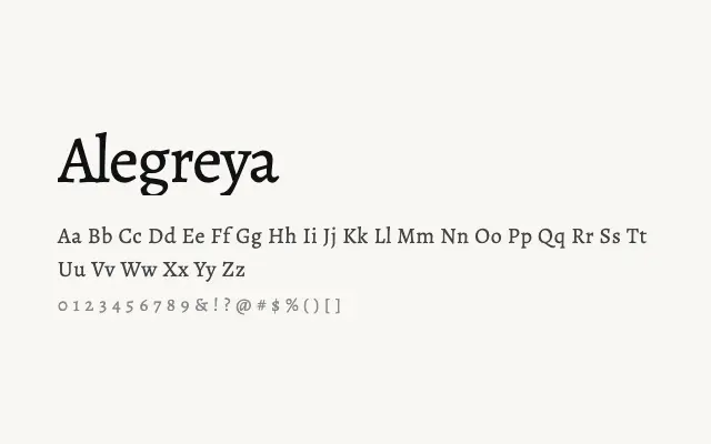 Alegreya specimen from Google Fonts