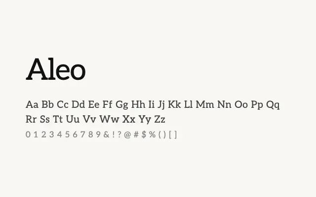 Aleo specimen from Google Fonts