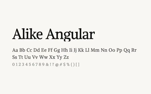 Alike Angular specimen from Google Fonts