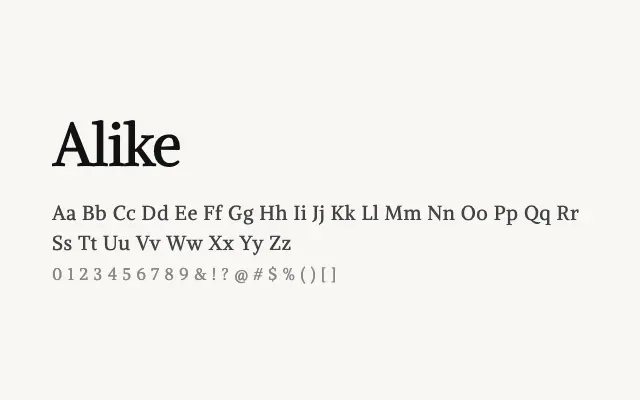 Alike specimen from Google Fonts