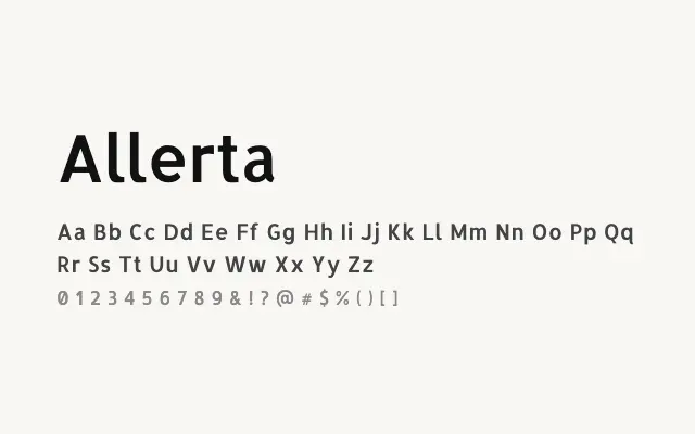 Allerta specimen from Google Fonts