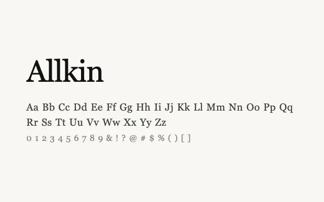 Allkin specimen from Google Fonts