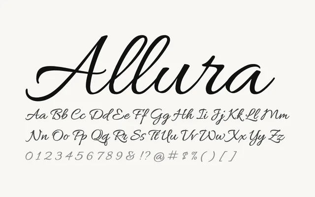 Allura specimen from Google Fonts