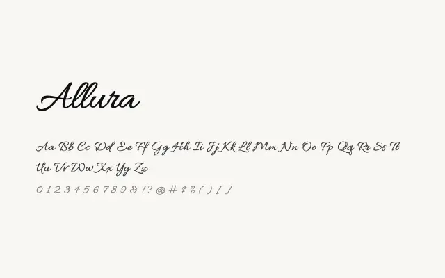 Allura specimen from Google Fonts