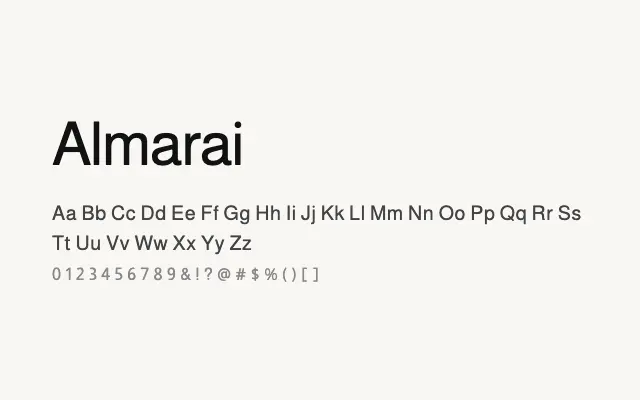 Almarai specimen from Google Fonts