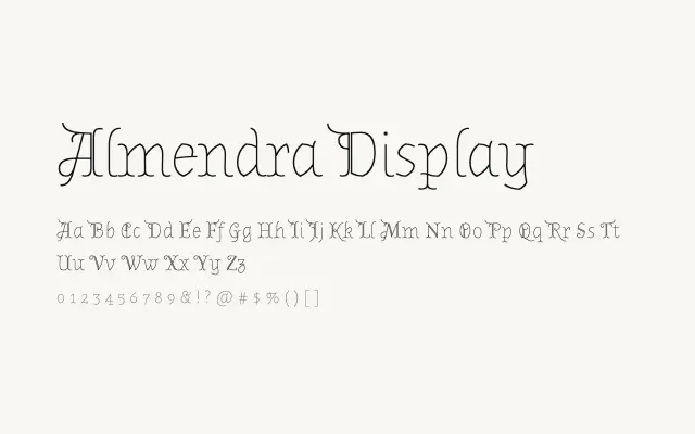 Almendra Display specimen from Google Fonts